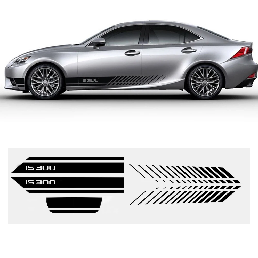 Для Lexus IS300 кузов сторона наклейки для хэтчбек седан автомобиль надписи DIY стикеры украшения автомобиля 200 см авто аксессуары - Название цвета: Black