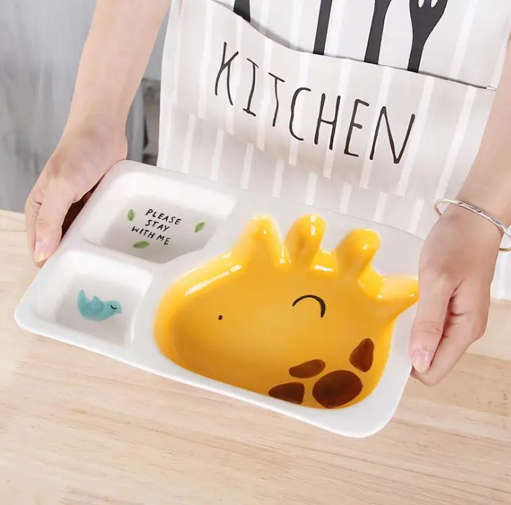 

New cartoon ceramic children's Japanese tableware tray split plate creative partition family breakfast bowl