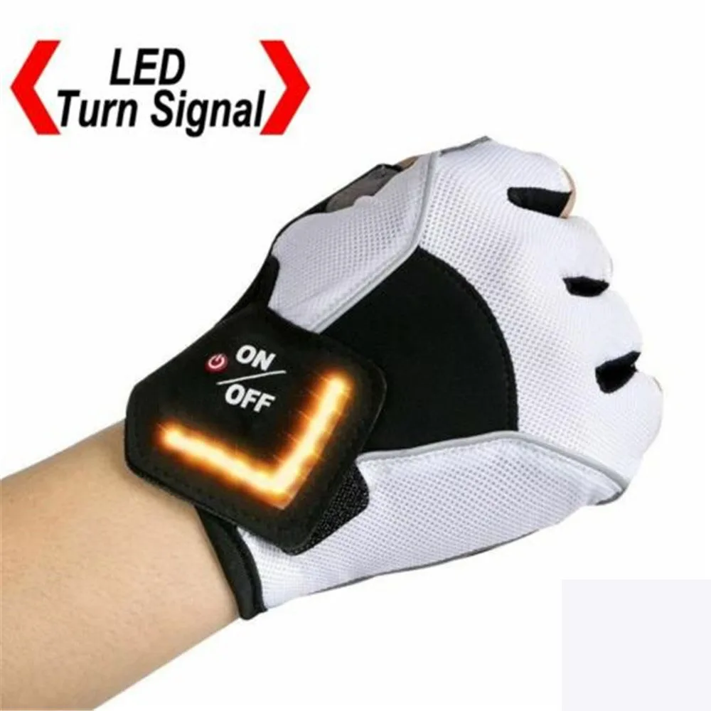 

1Pair Outdoor LED Turn Signal Cycling Gloves Mountain Bike Short Finger Gloves Non-slip Breathable Bicycle Half Finger Gloves