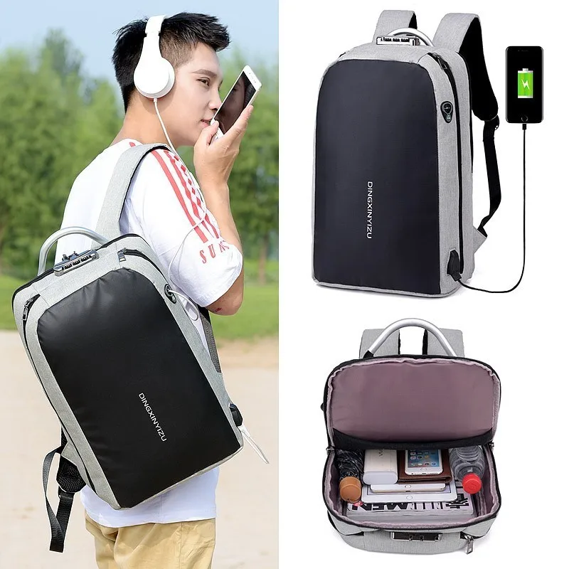 2018 hombres MS Mochila Anti-robo de puerto de carga USB impermeable Mochila cinta reflectante de alta capacidad de la escuela Borsa da scuola 2018 hombres MS Mochila Anti-robo de puerto de carga USB impermeable Mochila cinta reflectante de alta capacidad de la escuela Borsa da scuola