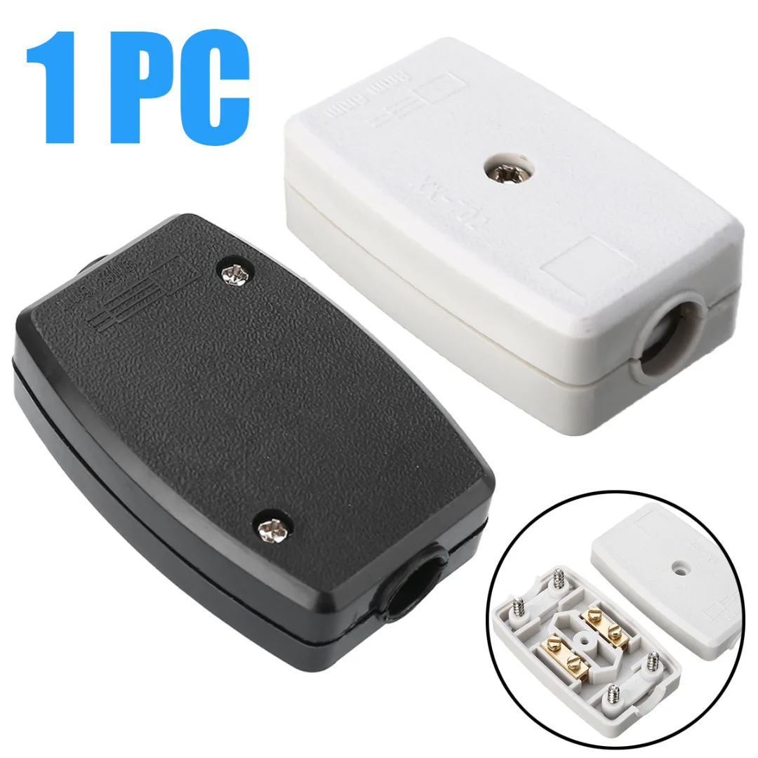 

1pc White/Black In-Line Connector Box 230/250V AC 5A 2 Terminal Join Cable Flex Mains Electrical Joiner Case Box