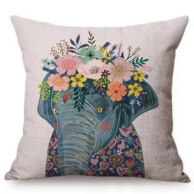 Cute Watercolor Painting Cat Flamingo Dog Kid's Nursery Art Room Decorative Throw Pillow Case Cotton Linen Animal Cushion Cover M090-9