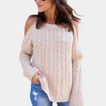 

2018 New Women Fashion Knitted Pullover Hollow Long Sleeve O-neck Hemp Flowers Sweater Spring Autumn Loose Solid Women's Clothes