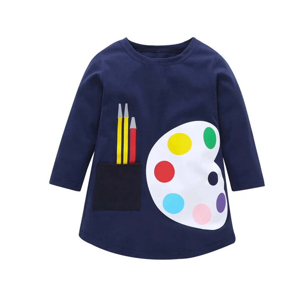 

Autumn Children Long Sleeve Dress for 1-6 Years Girl Kids Cotton Dresses Winter Girls Clothes Toddler Baby Princess Dress