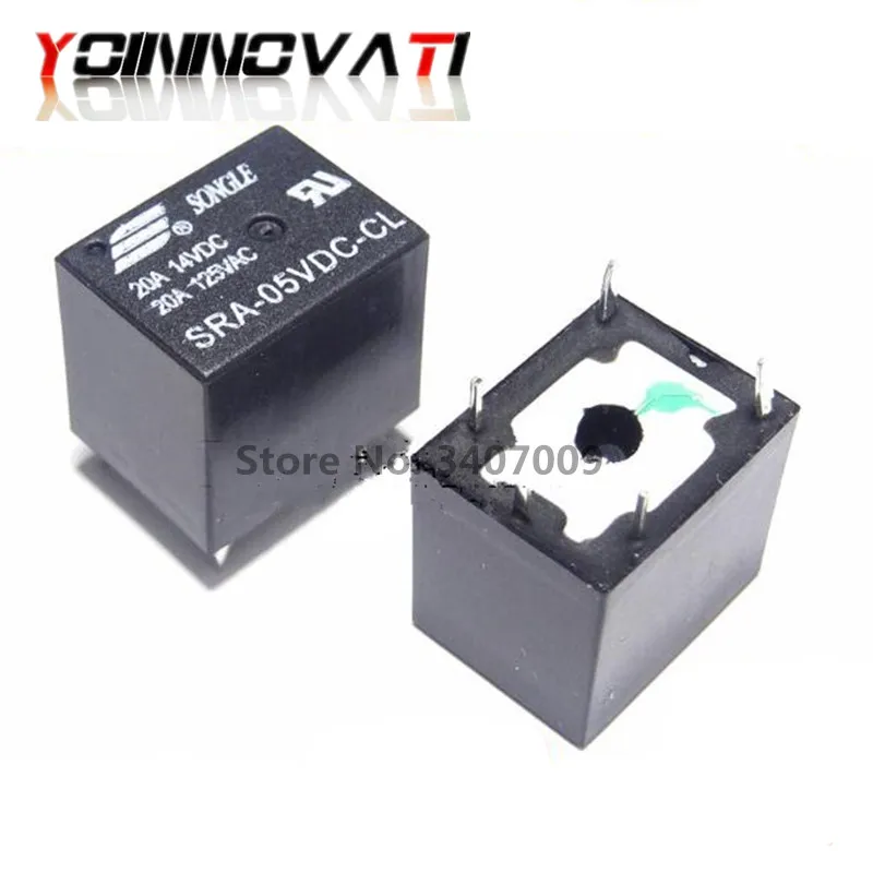 

10PCS 5V 20A DC Power Relay SRA-05VDC-CL 5Pin PCB Type In stock Black Automobile relay Free Shipping