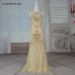 Vestido formatura Новинка 2019 года кружево кристалл назад Сексуальная Русалка Золотые платья на выпускной Длинные Роскошные abiye gece elbisesi настоящая