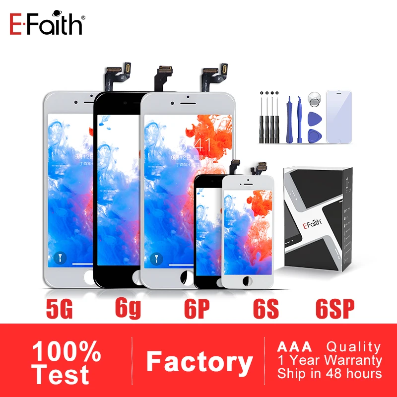 Efaith без битых пикселей экран дисплея для iphone 6 plus 6s plus lcd или для iphone 5 ЖК-дисплей с сенсорным дигитайзером в сборе