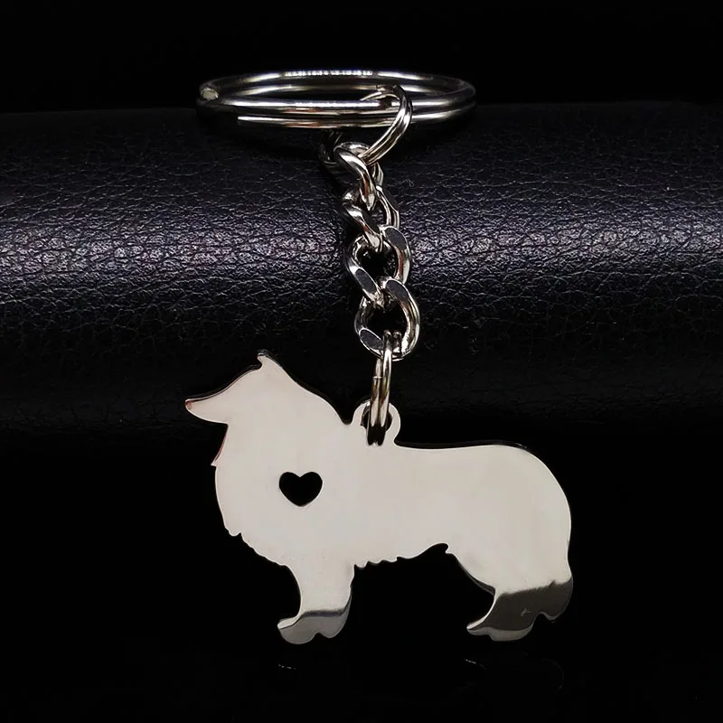 

2019 Cute Border Collie Dog Silver Color Stainless Steel Keychain for Men Love Dog KeyChain Pokemon Jewelry chaveiro K72232