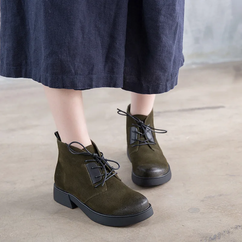 Suede Angle Boots Genuine Leather Women 2017 Fall,