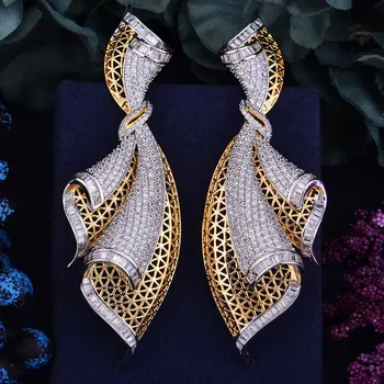 

GODK 98mm Big Luxury Exclusive Full Mirco Cubic Zirconium Naija Wedding Women Earring Fashion Jewelry