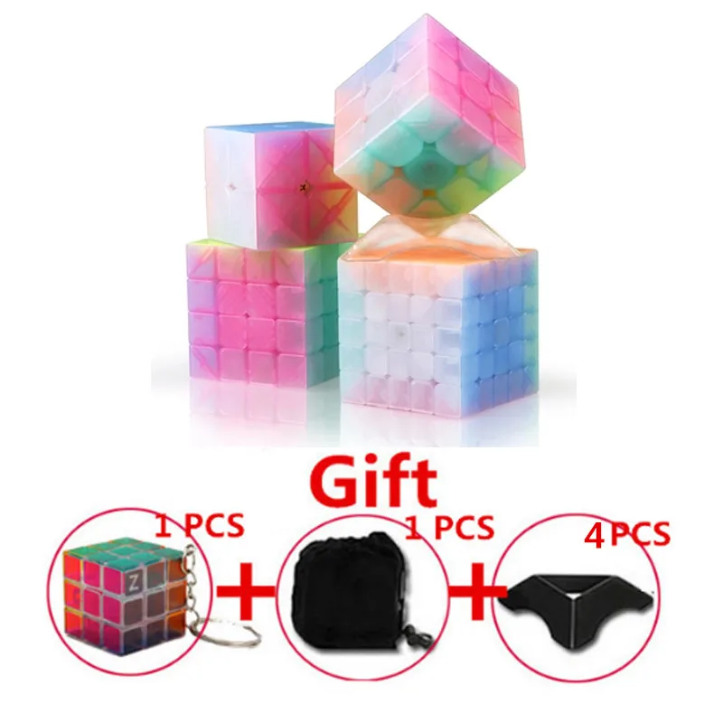 QIYI 2x2x2, 3x3x3 4x4x4 5x5x5 Карамельный цвет Скорость Головоломка Куб обучения Cube игрушка-брелок для Мэджико Cubo прозрачный к - Цвет: 2345