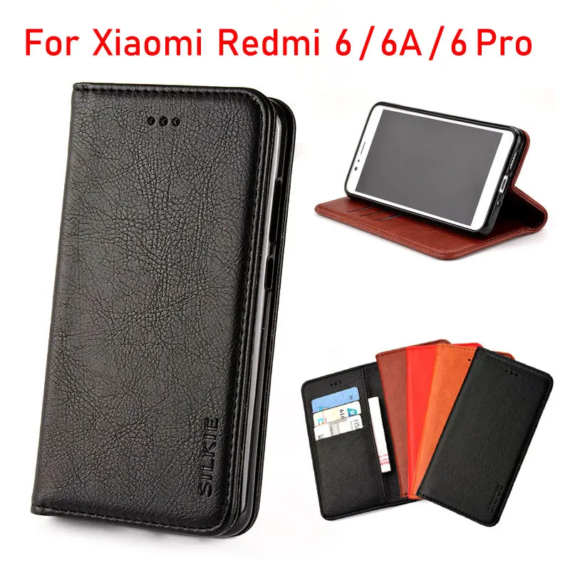 

For Xiaomi redmi 6 pro case Luxury Flip cover Vintage Leather Card Slot Without magnets Case for Xiaomi Redmi 6 6a pro coque