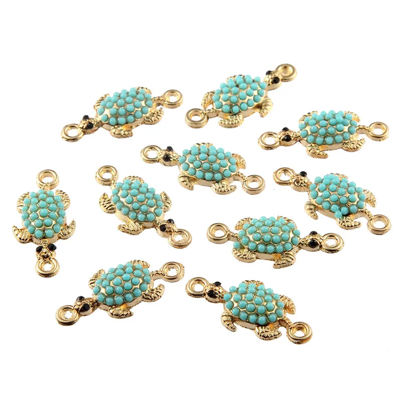 

30pcs Gold Plated Sea turtle Hippocampus Marine series Connector Charms For Jewelry Making DIY Accessories
