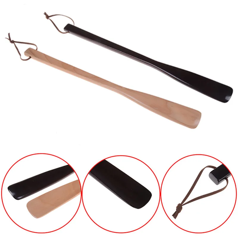 1PC Wooden Flexible Long Handle Shoehorn Useful Shoe Lifter Professional Shoe Spoon Shoe Horn Home Tools 40cm