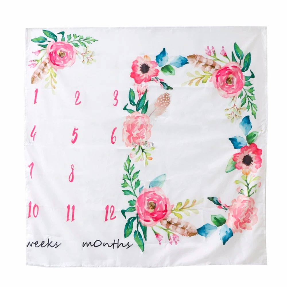 

Newborn Baby Watercolor Floral Photography Background Cloth Milestone Blanket Photography Blanket MAY24 dropship