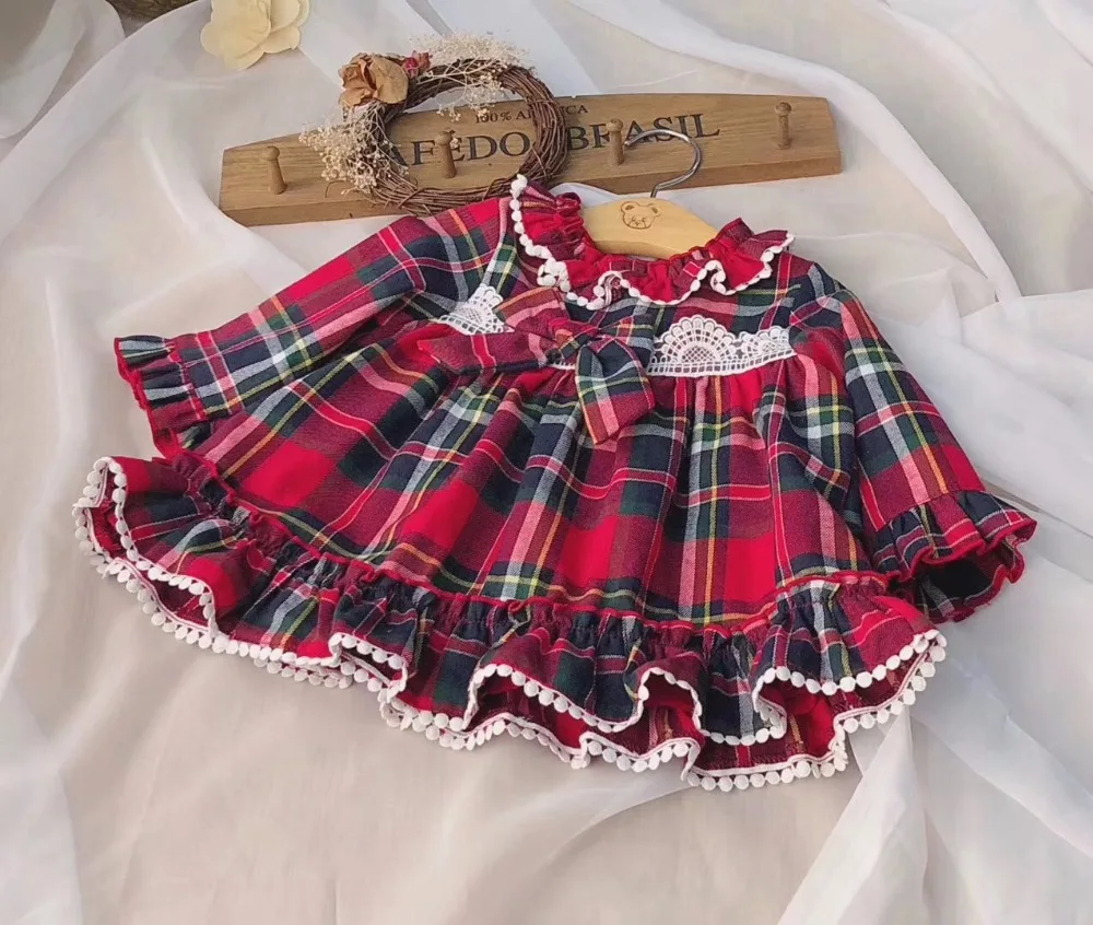 New autumn baby girls dress plaid princess toddler baby dress ruffle collar suitable for height 80-120CM New autumn baby girls dress plaid princess toddler baby dress ruffle collar suitable for height 80-120CM