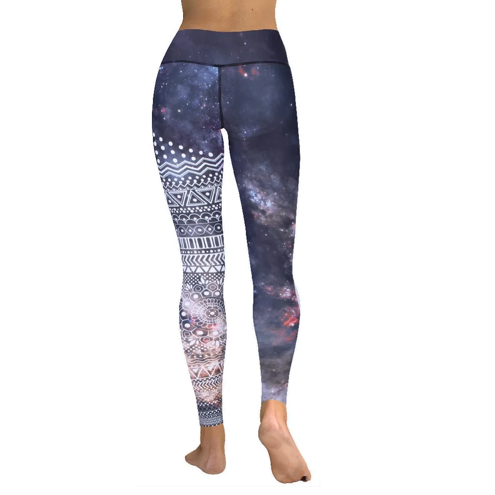Brown galaxy aztec mandala high waistband legging (4)