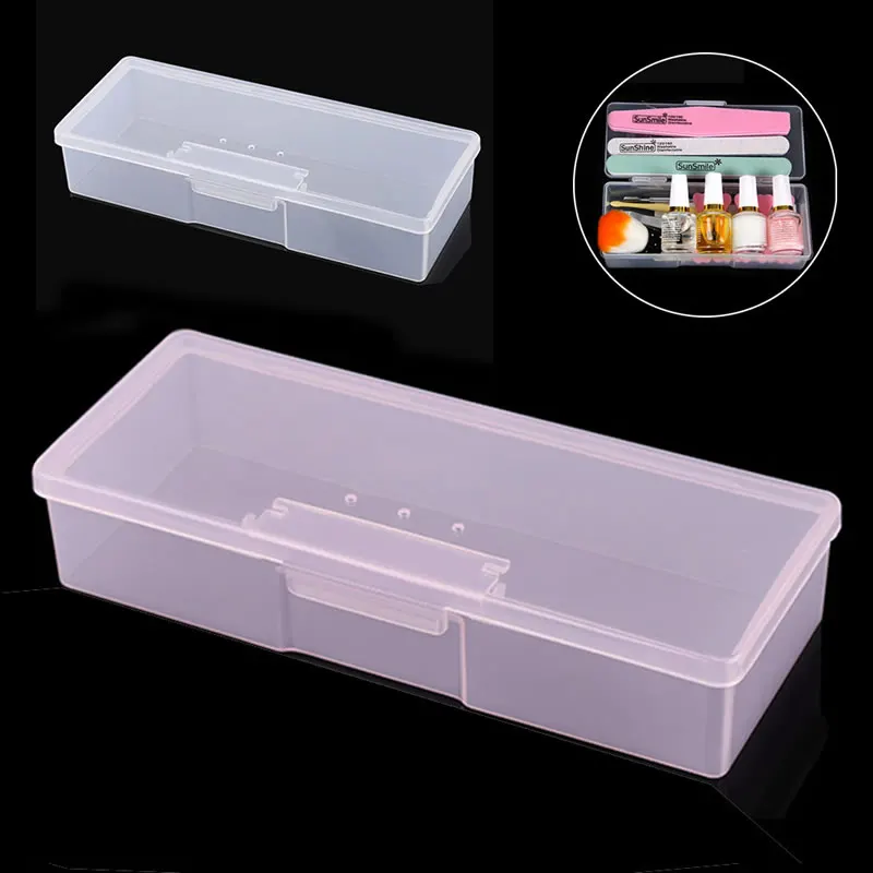 

New 2017 arrival Transparent Empty Nail Storage Box Manicure Tools Organizer Case Holder Hot Sale