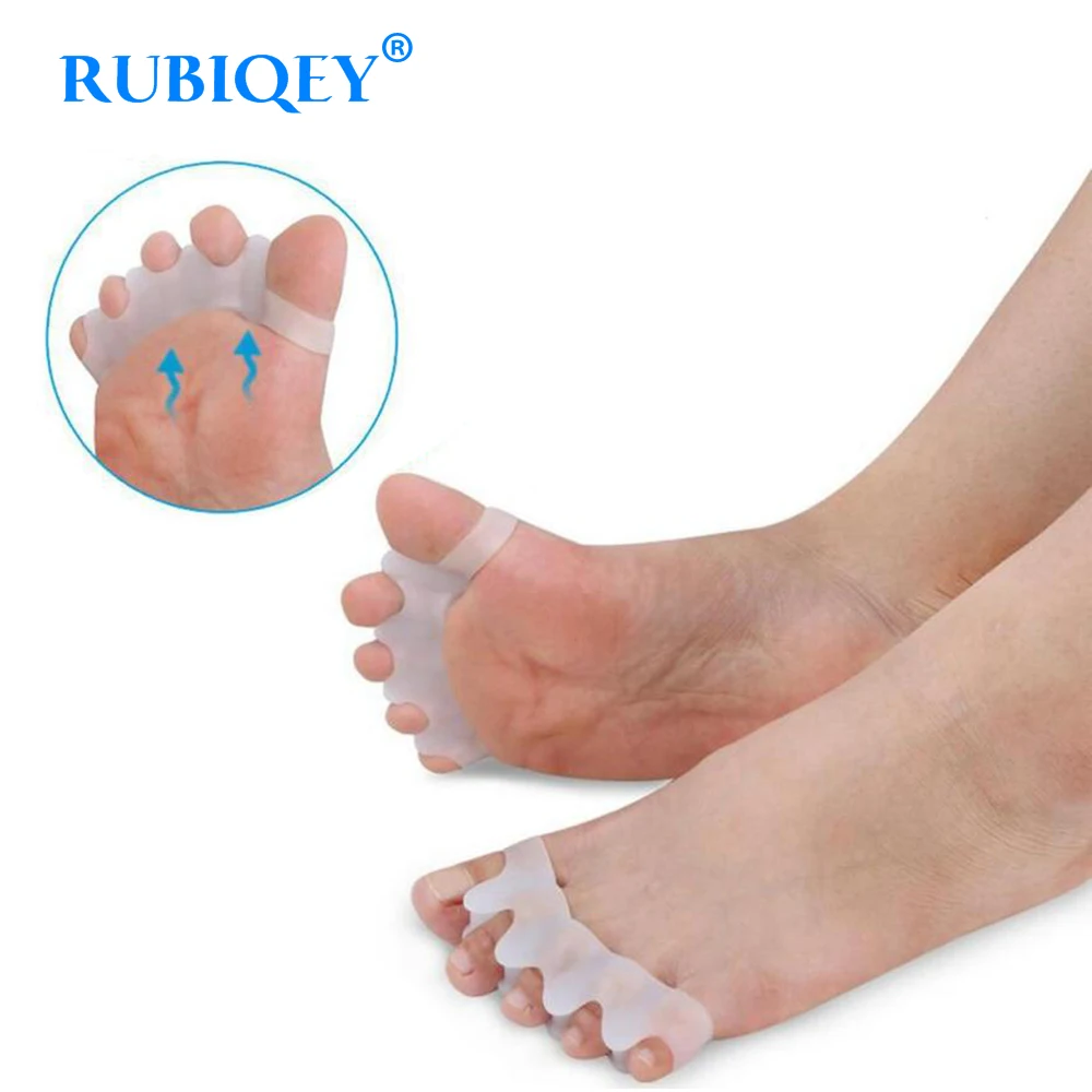 

2 Pcs Thumb Correction Hallux Valgus Straighten Toe Device Five Fingers Separator Toe Holder Toe Silicone RUBIQEY