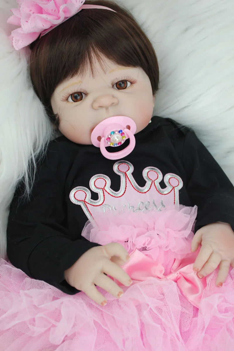 55 см всего тела силикона Reborn Baby Doll игрушка как настоящие 22 дюйма для новорожденных девочек принцесса для малышей Кукла подарок на Рождество