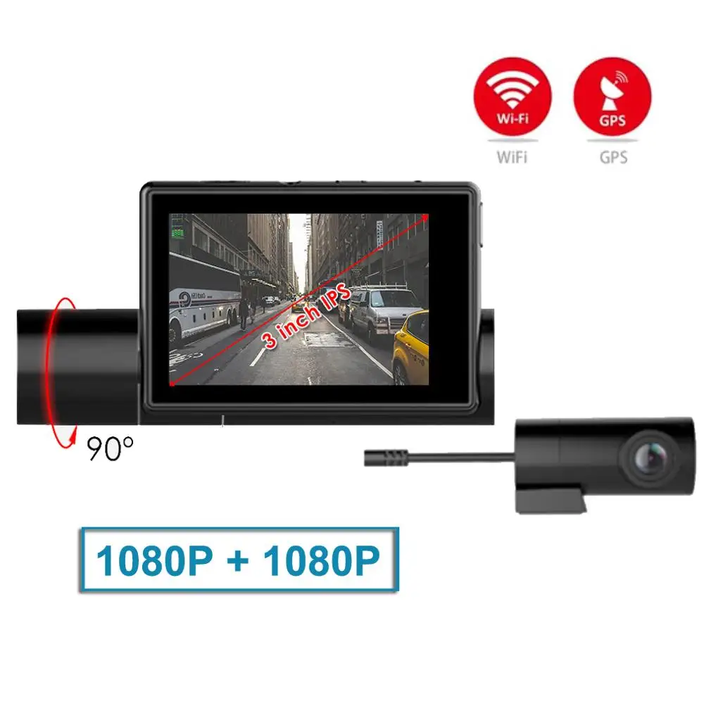 3.0'' touch screen GPS WIFI Car Dash Cam DVR with Front 1080P + Rear Camera Night Vision Dual Lens Dashcam | Автомобили и