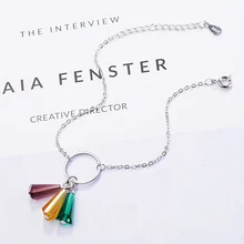 ANENJERY-pulsera de plata de ley 925 con ventilador de cristal Artificial, brazalete con arcoíris sintético, joyería S-B210