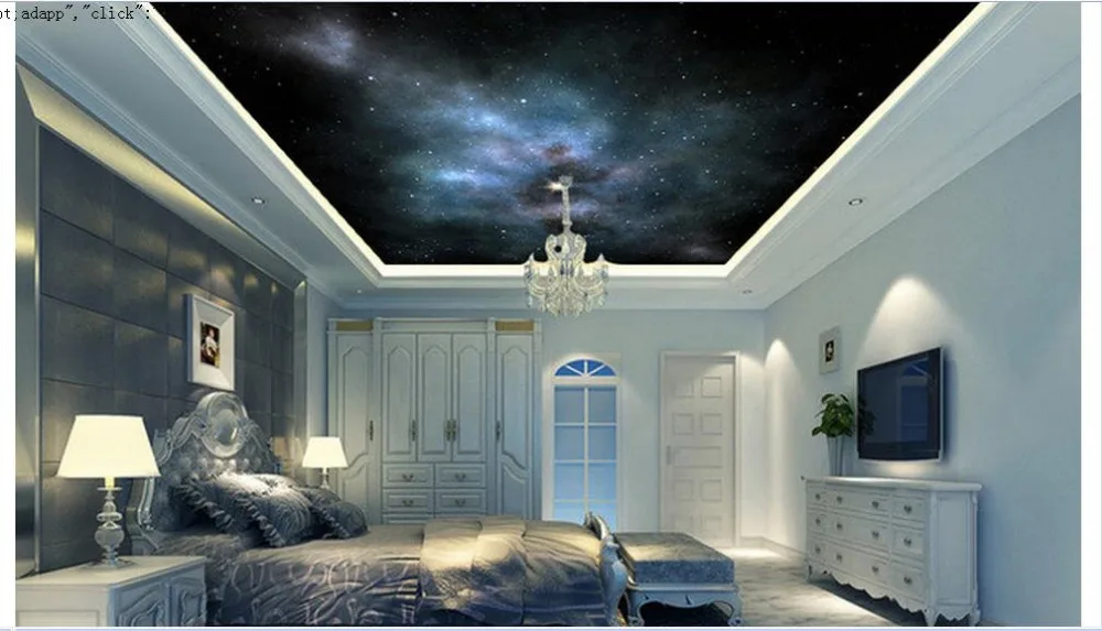 

Free shipping 2015 custom non-woven wallpaper 3d Dream deep star ceiling frescoes on the universe wall paper room decoration