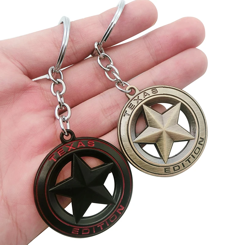 

Car Keychain TEXAS EDITION Shield Pentagram Emblem Badge Car Key Ring Auto Keyring for JEEP Wrangler Liberty Grand Cherokee