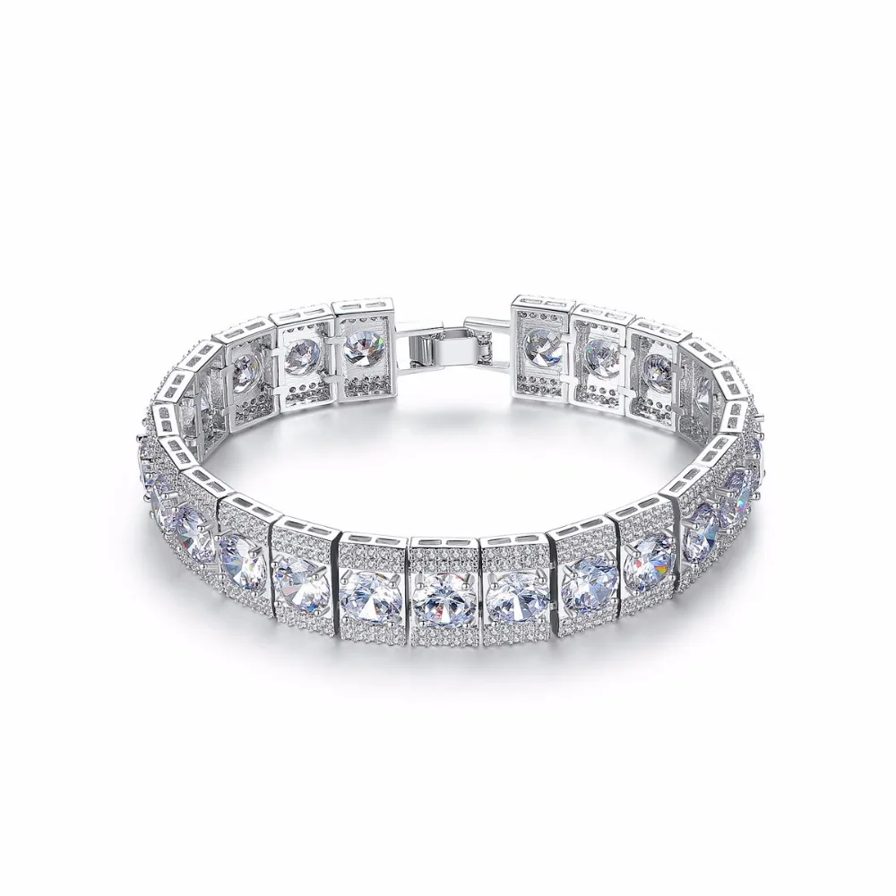 

Luxurious Big Round with Tiny Clear Cubic Zirconia Crystal Charm Bracelet & bangle for Women Wedding Party Jewerly Gift