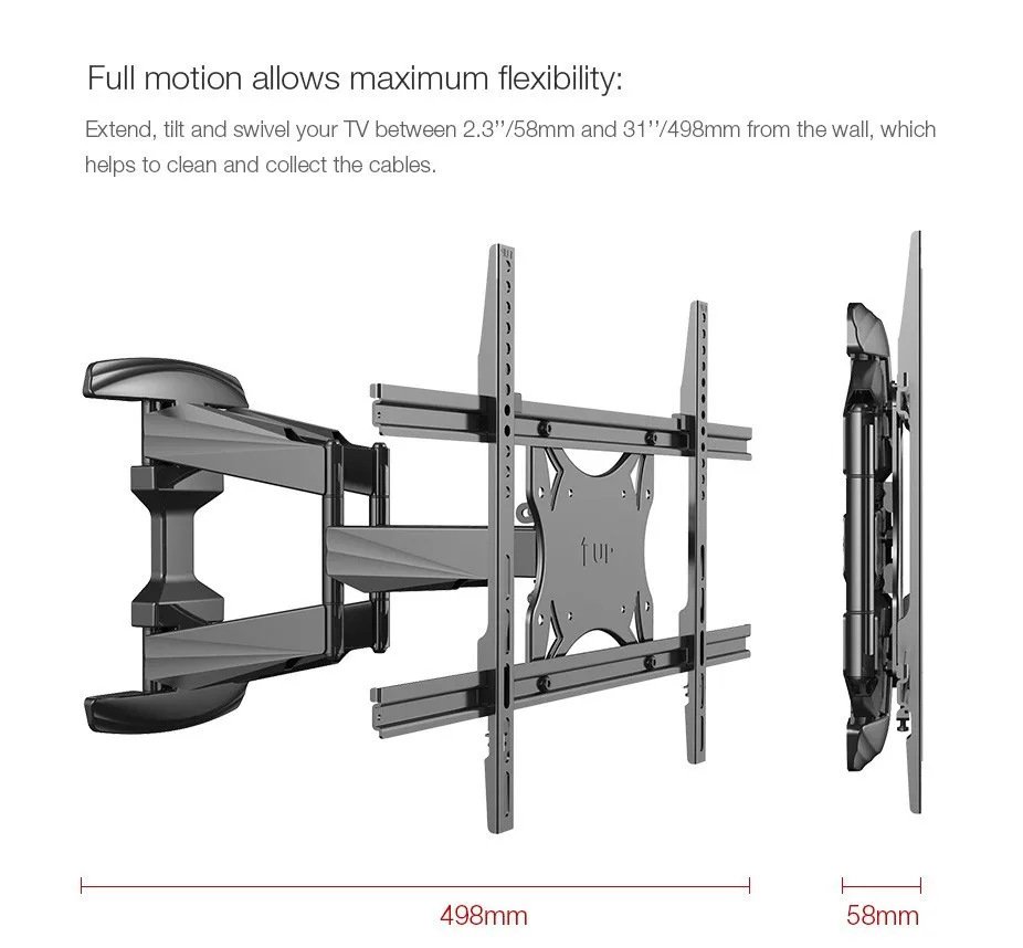 Шарнирный полный движения ТВ настенный кронштейн тв рука подходит для 3"-70" Максимальная поддержка 45 кг Вес