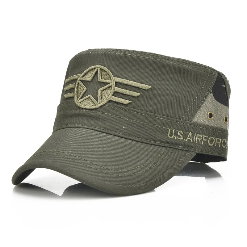 Хлопковая армейская бейсбольная кепка с пятиконечной звездой и вышивкой для мужчин и женщин - Цвет: Army Green