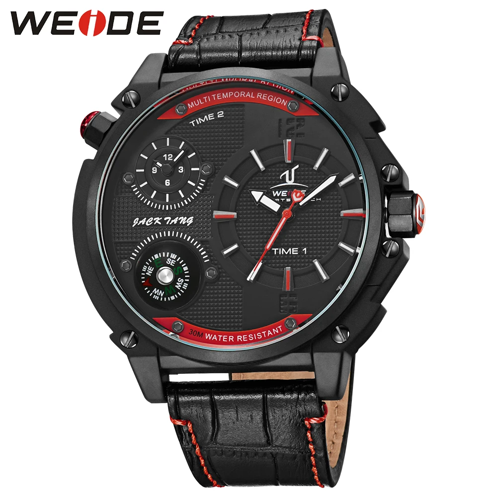 WEIDE New Brand Multiple Time Zone Waterproof Military Compass Watch