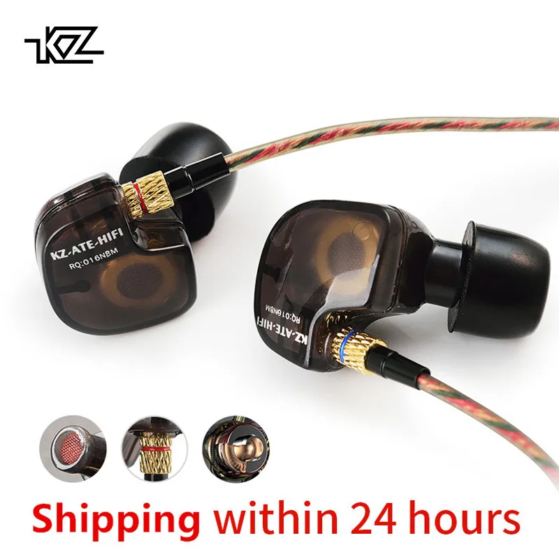 

KZ ATE Copper Driver HiFi Sport In Ear Earphone For Running With Microphone Headset music Earbuds