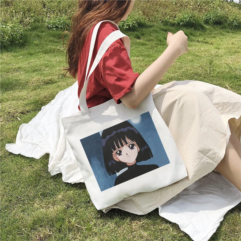 Сейлор Мун Повседневная мода милый большой размер Harajuku печати сладкий большой емкости сумка женская мультфильм холст сумки