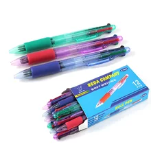 12 шт./пакет 4in1 шариковая ручка Multi Цвет шариковая ручка Корея стационарный маркировки ручки офисные школьные принадлежности, блокноты в 0622