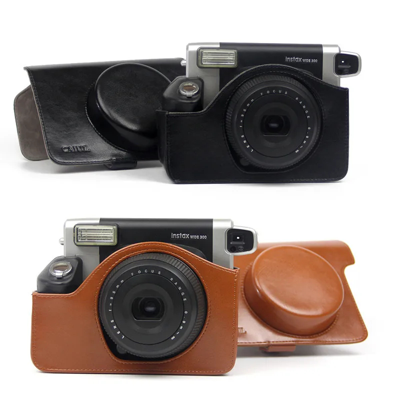 Чехол из искусственной кожи на ремне для FUJIFILM Instax Wide 300 винтажный однотонный