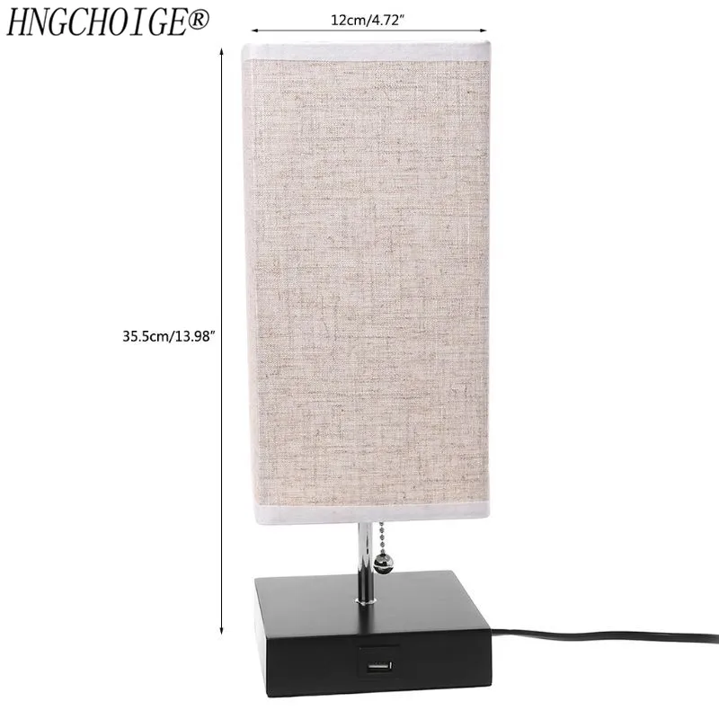 Деревянная основа ткань абажур прикроватная Настольная лампа с USB портом и выключателем современный дизайн