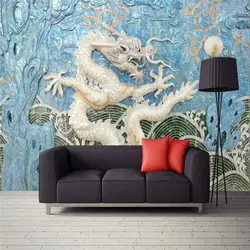 На заказ обои Новый китайский стиль тисненый Дракон 3D фреска фон стены высокого качества водостойкий материал