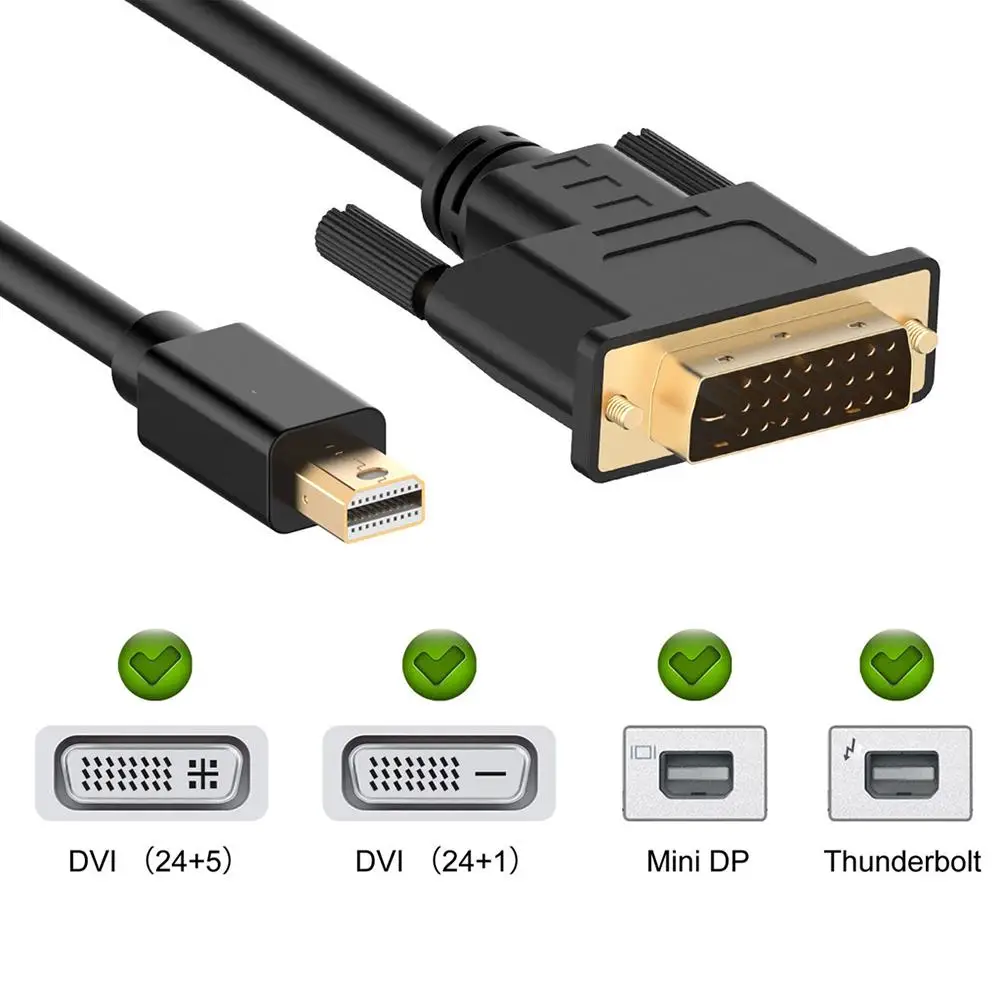 

Mini DP Displayport To DVI Cable Lead 1M 3M For Laptop PC Three Times Twisting Cable (Copper Conductor+foling+ Al Braiding)