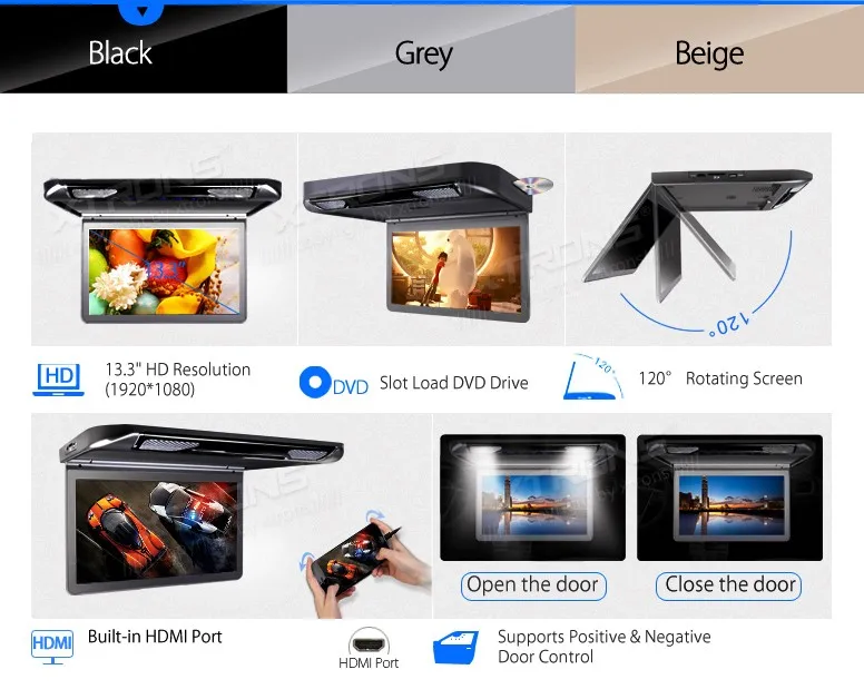 Discount 13.3" Black Color Car Roof DVD Flip Down Car DVD Roof Mount Car DVD with Built-in HDMI Input & 1920*1080 HD Resolution 1 Discount 13.3" Black Color Car Roof DVD Flip Down Car DVD Roof Mount Car DVD with Built-in HDMI Input & 1920*1080 HD Resolution 1