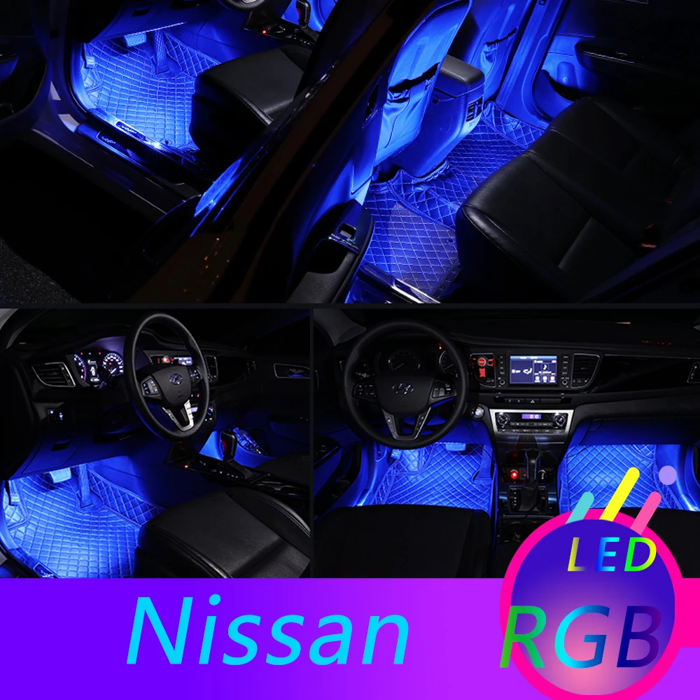 

Car RGB LED Colors Decorative Atmosphere Lamps Colorful Interior Lights For Nissan Qashqai j9 j10 j11 juke Note x-trail t31