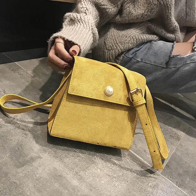 Ladies Suede Shoulder Messenger Fashion Black Small Bag Female Cute