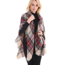 Faybox Winter Spring Fall Plaid Sarves Oversize Scarf Long Warm Wrap Acrylic Shawls Cashmere Scarf font