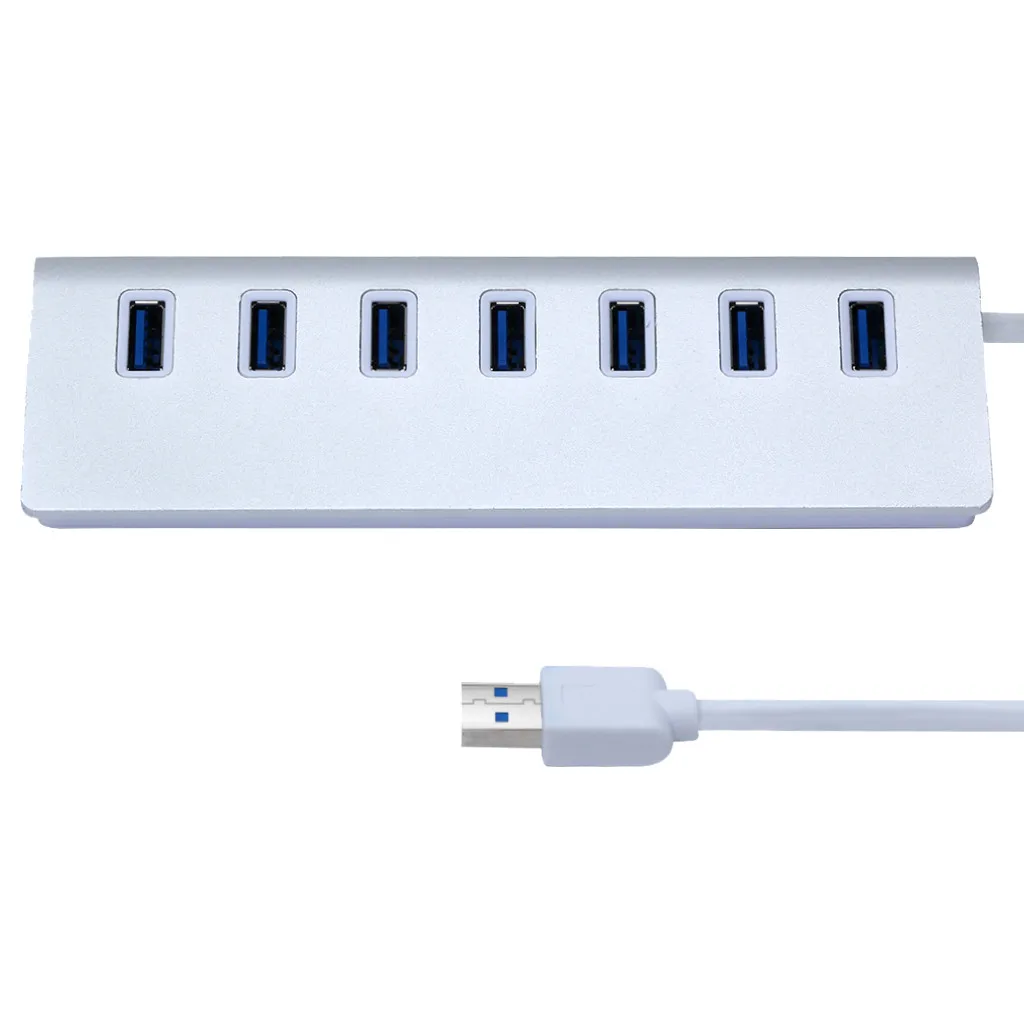 

Ouhaobin USB3.0 HUB With 7 Ports Aluminum Data Hub With Power Adapter for Desktop PC/Laptop USB 3.0 Compatible USB 2.0/1.1 401#2