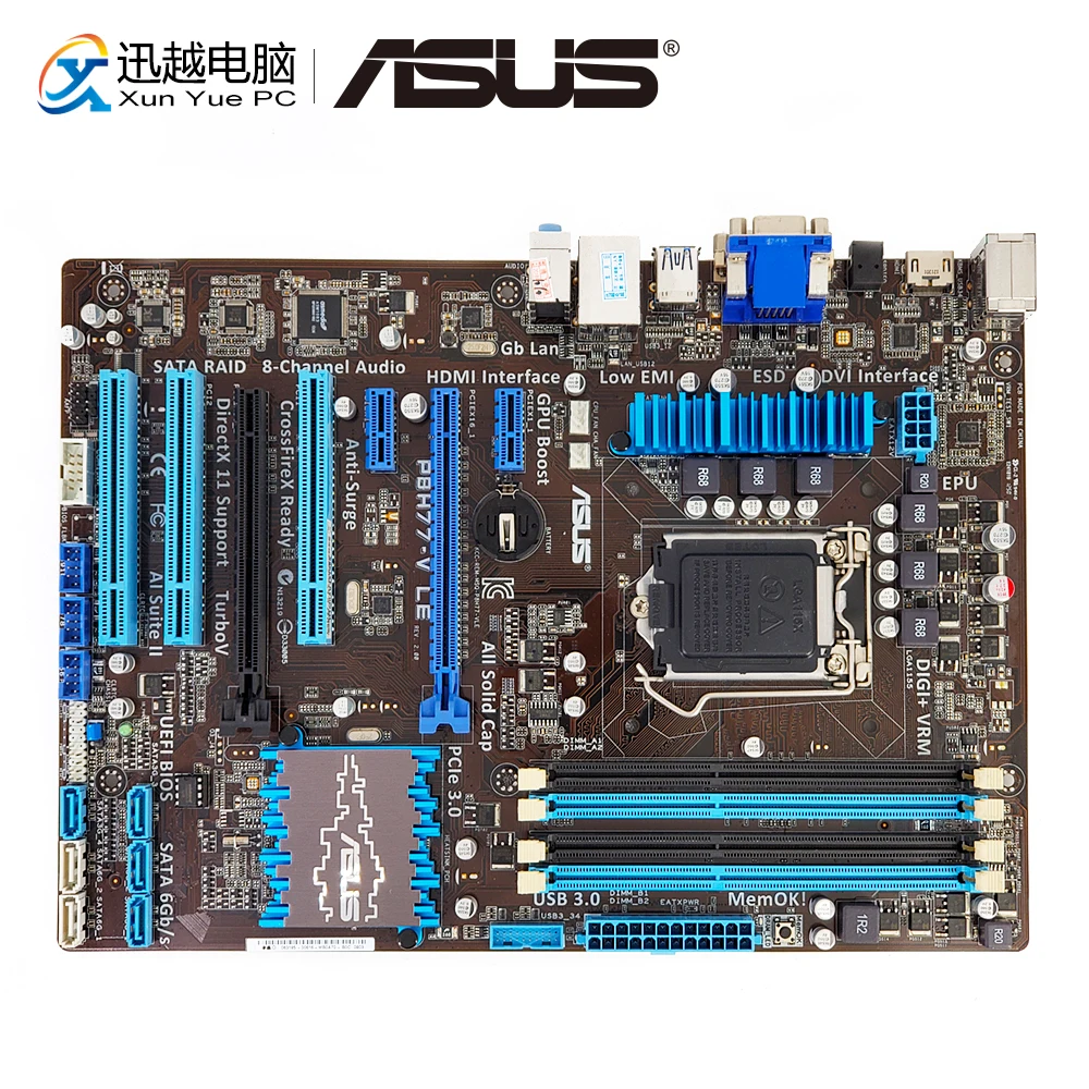 

Asus P8H77-V LE Desktop Motherboard H77 Socket LGA 1155 For i3 i5 i7 DDR3 32GB SATA3 USB3.0 HDMI DVI ATX Original Used Mainboard