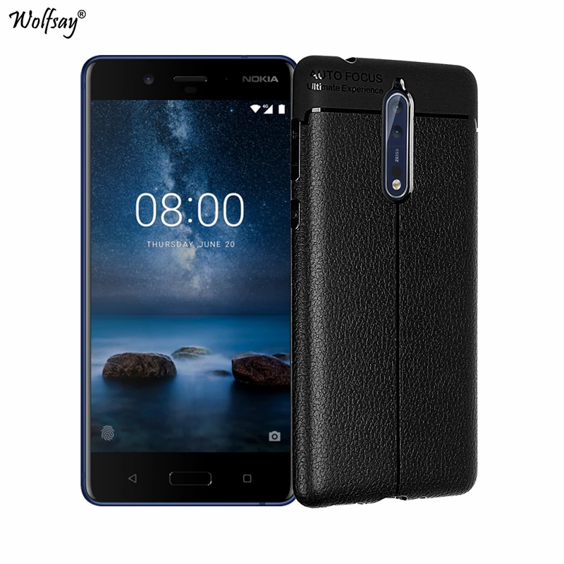 Матовый чехол Wolfsay с зернистой текстурой личи для Nokia 8 2017 TA-1012 мягкая силиконовая
