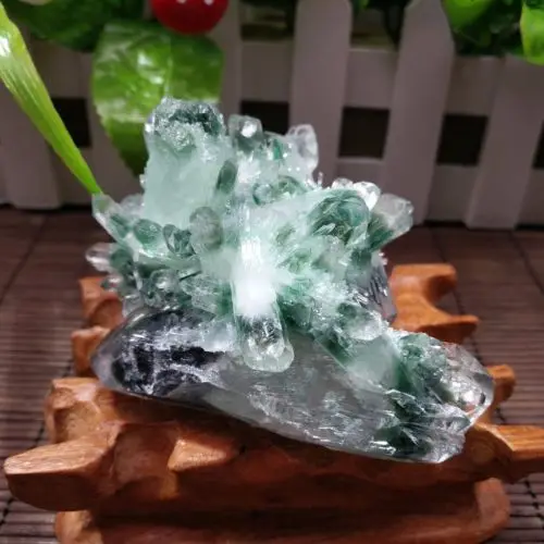 

180-200g Rare Natural Green Ghost Quartz Crystal Cluster Specimen