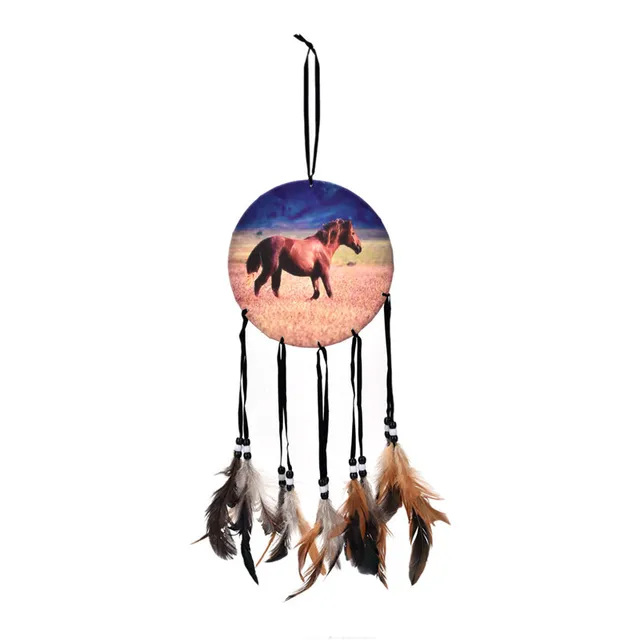 New 1PCS Handmade Horse Dream Catcher With Feathers Wall Hanging