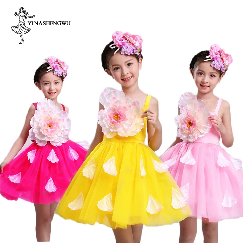 Ballet Dance Skirt Stage Costumes Girls Cute Princess Dress Multicolor Flower Gauze Pettiskirt Dance Wear