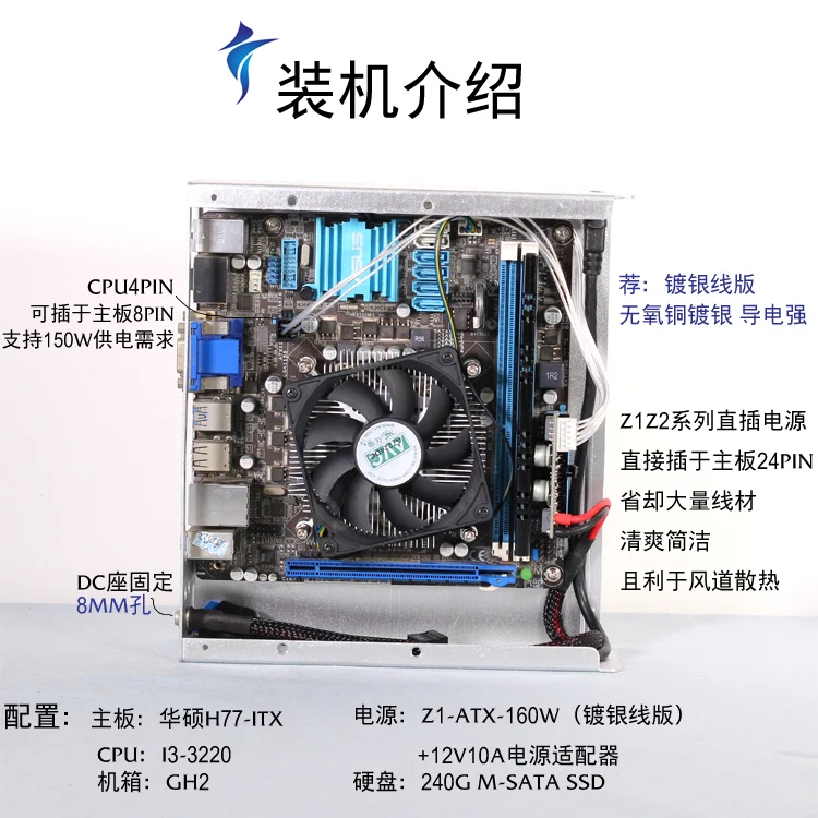 Материнская плата mini itx PC сразу панель питания 12VDC-ATX модуль питания Z1-ATX-160W 24 P
